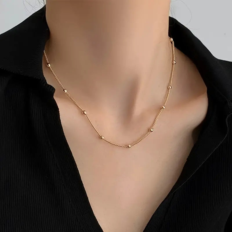 14K Golden Plated Simple Elegant Chain Necklace