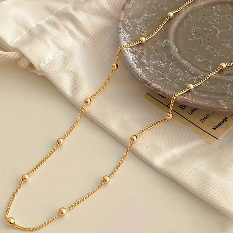 14K Golden Plated Simple Elegant Chain Necklace