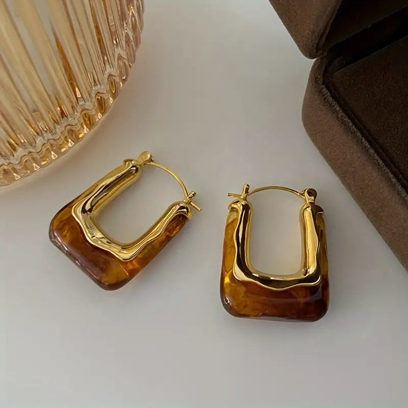 1 Pair Luxurious U-shaped Hoop Earrings