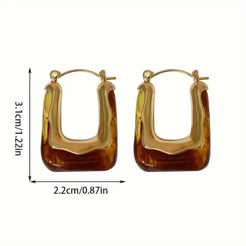 1 Pair Luxurious U-shaped Hoop Earrings