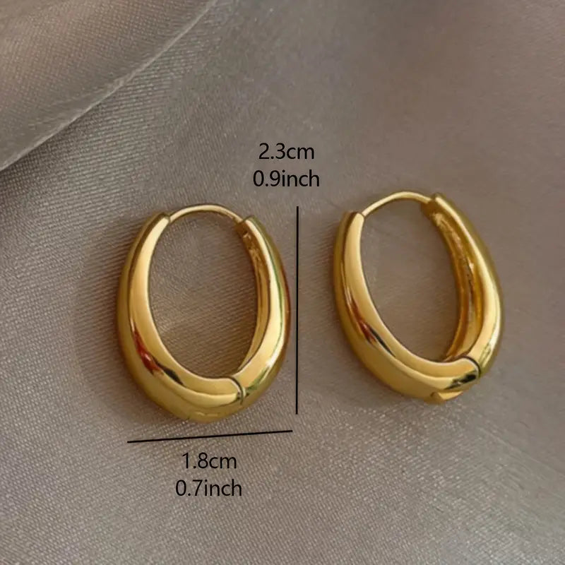 1 Pair Vintage Golden Glossy Hoop Earrings