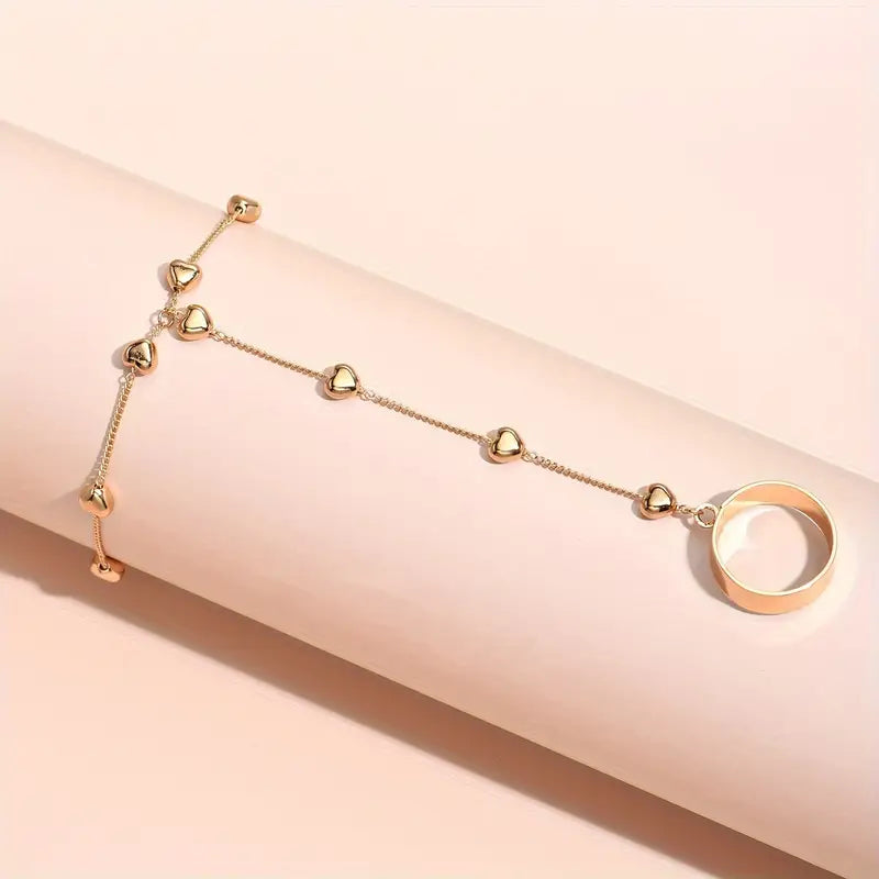 1pc Elegant Mini Love Heart Beads Finger Ring