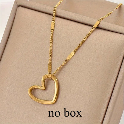 1pc Stainless Steel Butterfly Hollow Heart Necklace