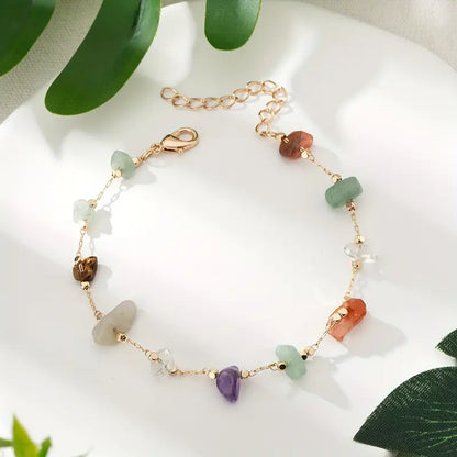 Bohemian Y2K Inspired Natural Stone Beaded Ankle Bracelet