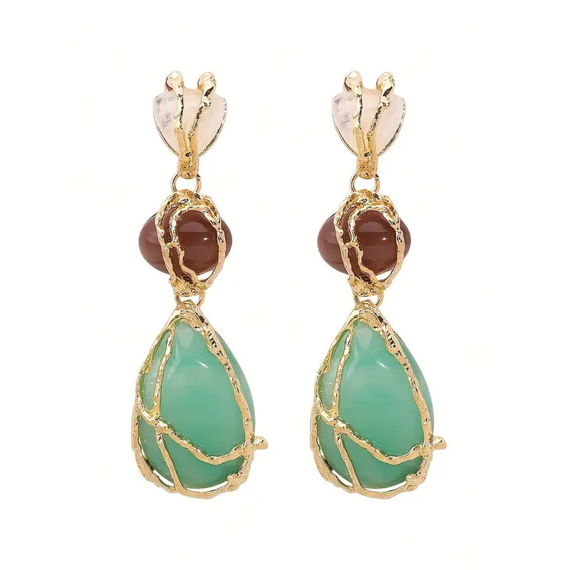 Boho Vintage Style Resin Stone Drop &amp;amp; Dangle Earrings (Product Code: TO1045)
