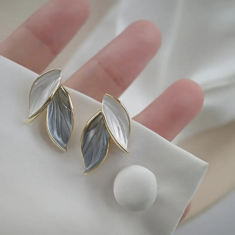 Elegant Double Leaf Stud Earrings