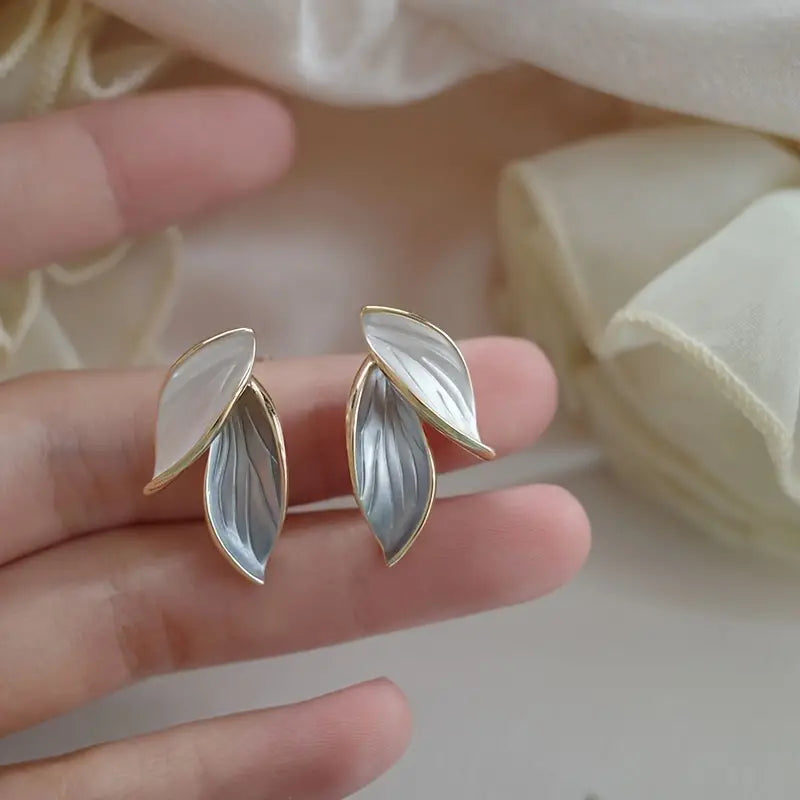 Elegant Double Leaf Stud Earrings