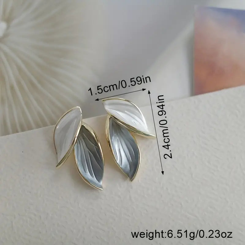 Elegant Double Leaf Stud Earrings