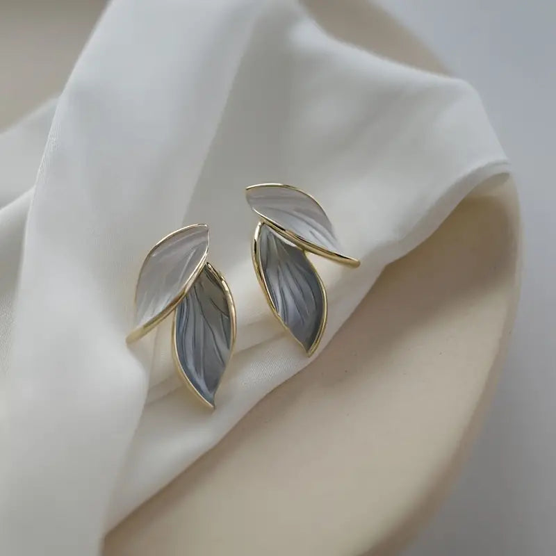 Elegant Double Leaf Stud Earrings