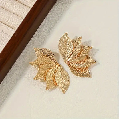 Elegant Minimalist Leaf-Shaped Stud Earrings for Women