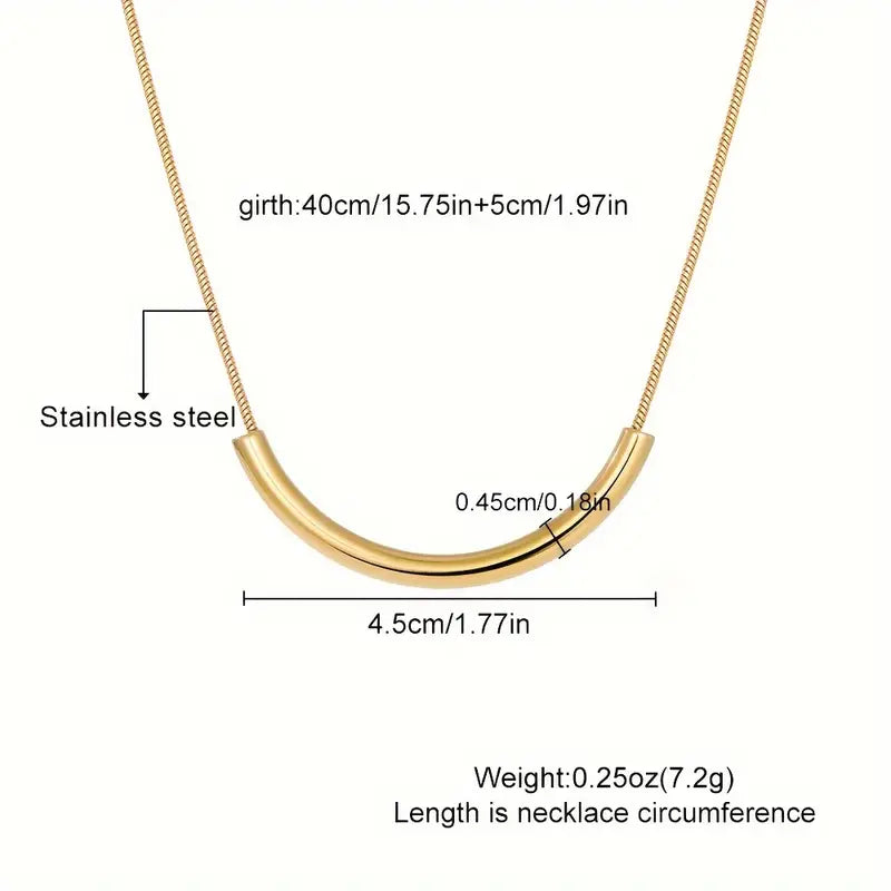 Luxurious U-Shaped Stainless Steel Pendant Necklace