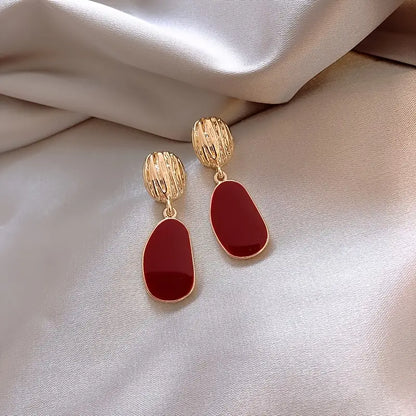 Red Teardrop Shape Drop Earrings