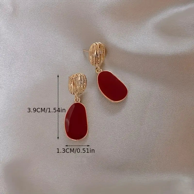 Red Teardrop Shape Drop Earrings