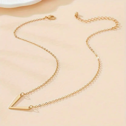 Stylish Niche Geometric V-Shaped Pendant Necklace