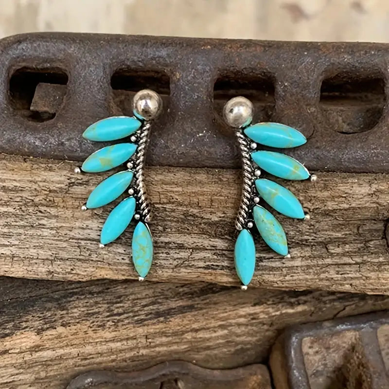 Turquoise Leaf Dangle Earrings