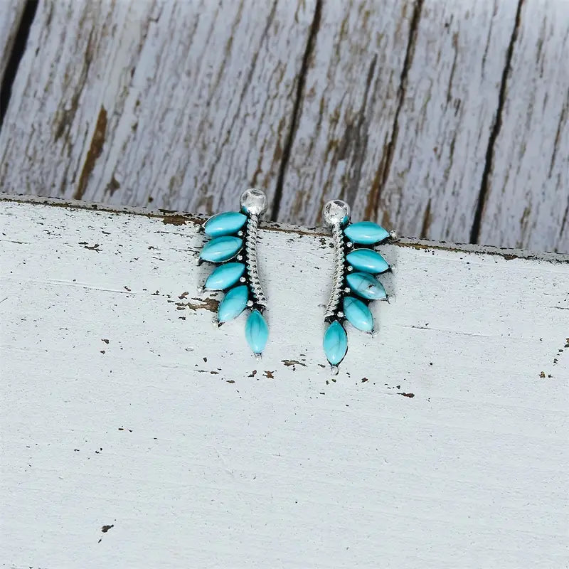 Turquoise Leaf Dangle Earrings