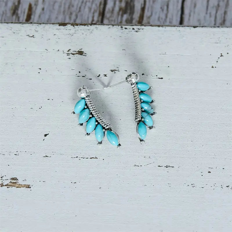 Turquoise Leaf Dangle Earrings