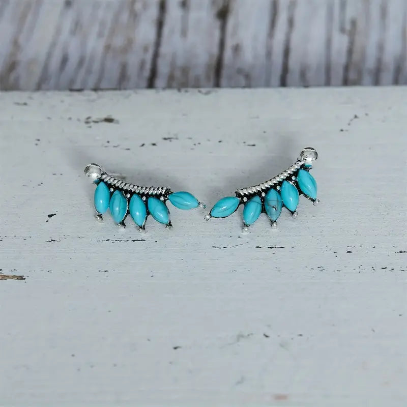 Turquoise Leaf Dangle Earrings